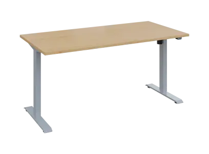 Flexi 28-16 výškově nastavitelný stůl, kovová podnož stříbrná, deska 25 mm, široký 1600 mm, javor horský